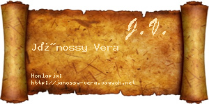 Jánossy Vera névjegykártya
